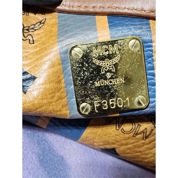 SOLD***Authentic MCM Visetos Striped Shopper Tote Bag Brown - Picture 9 of 15